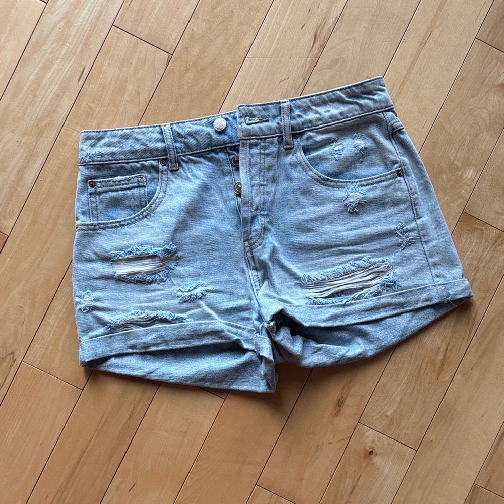 Light Blue Distressed Jean Shorts